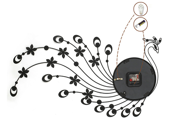 đồng hồ treo tường đính đá chim công 03